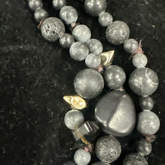 Alexis Bittar 3 stand black stone, bead, crystal 16-20” Necklace - Picture 3 of 7